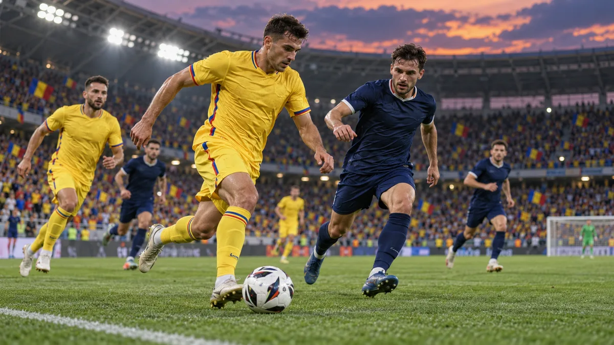 Scenă ilustrativă cu un meci de fotbal